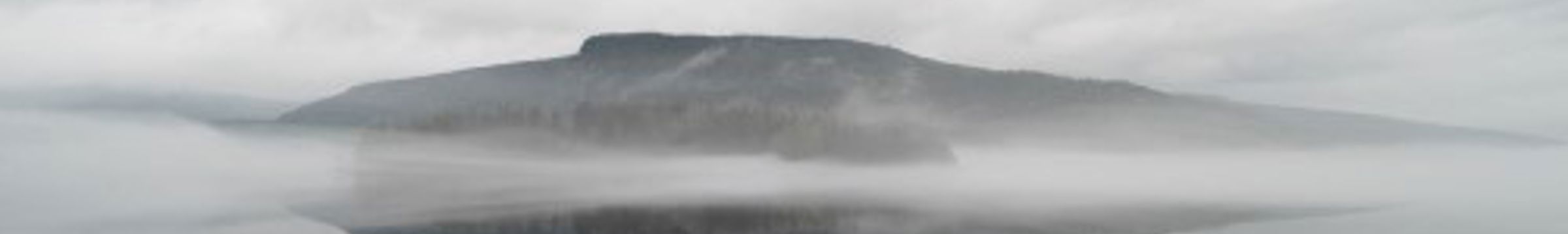 Mist on landscape shot of island