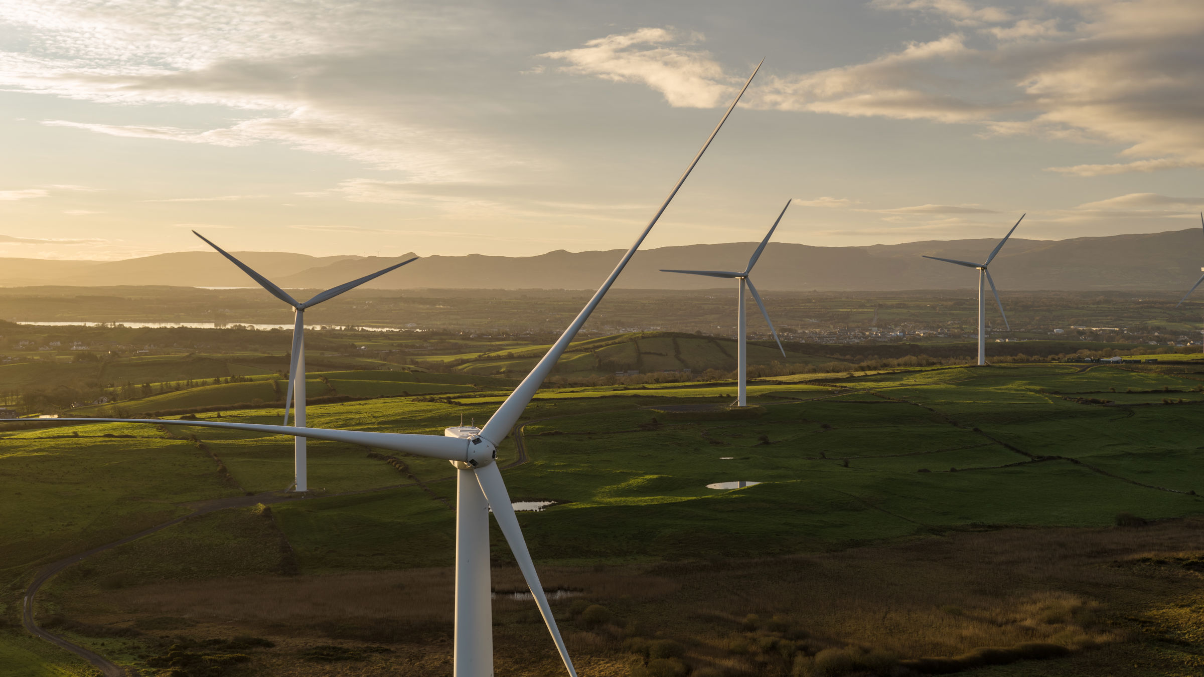Wind farm at dusk