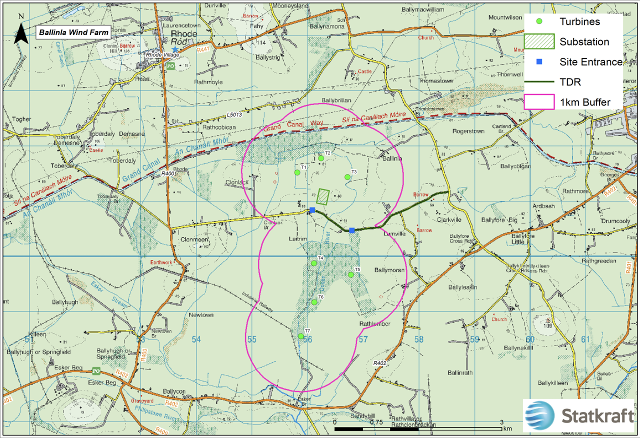 Ballinla Wind Farm location map