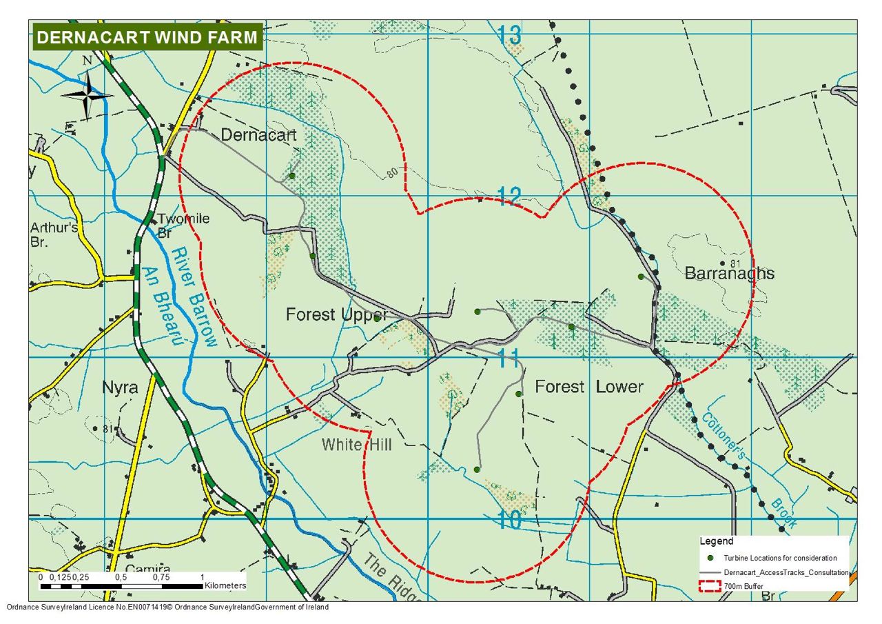Dernacart Wind Farm layout map