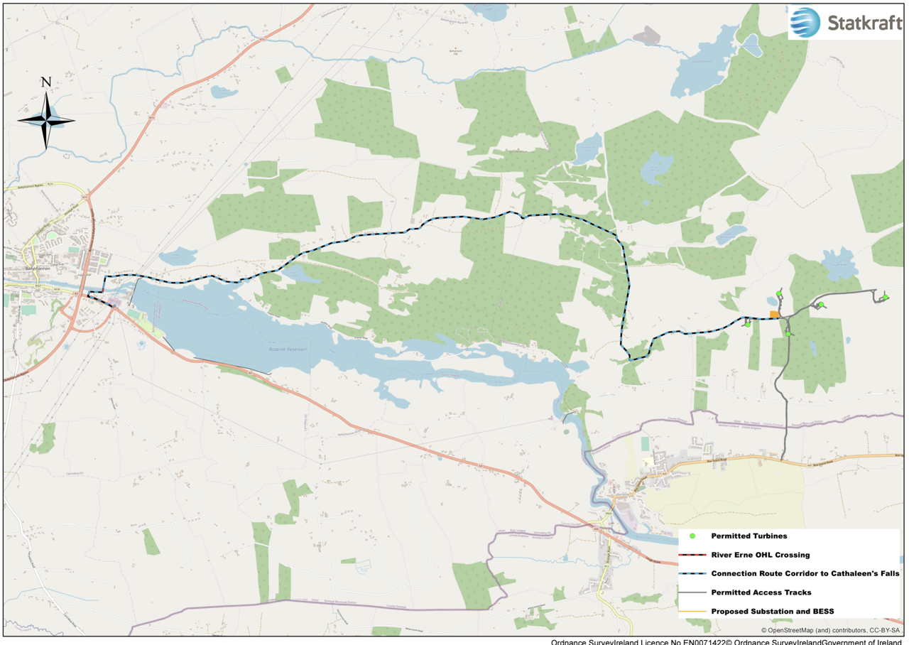 Derrykillew wind farm grid connection route map