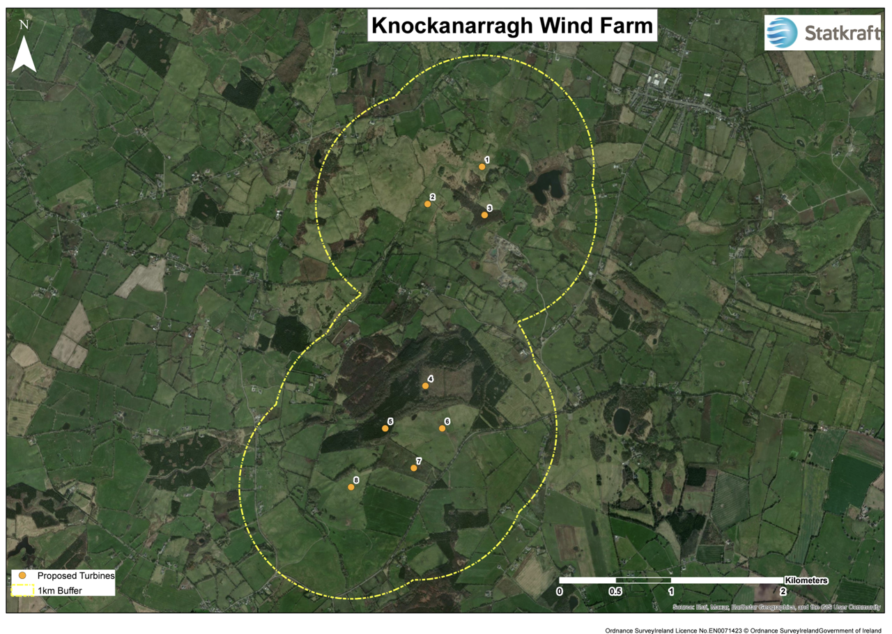 Knockanarragh wind farm layout map