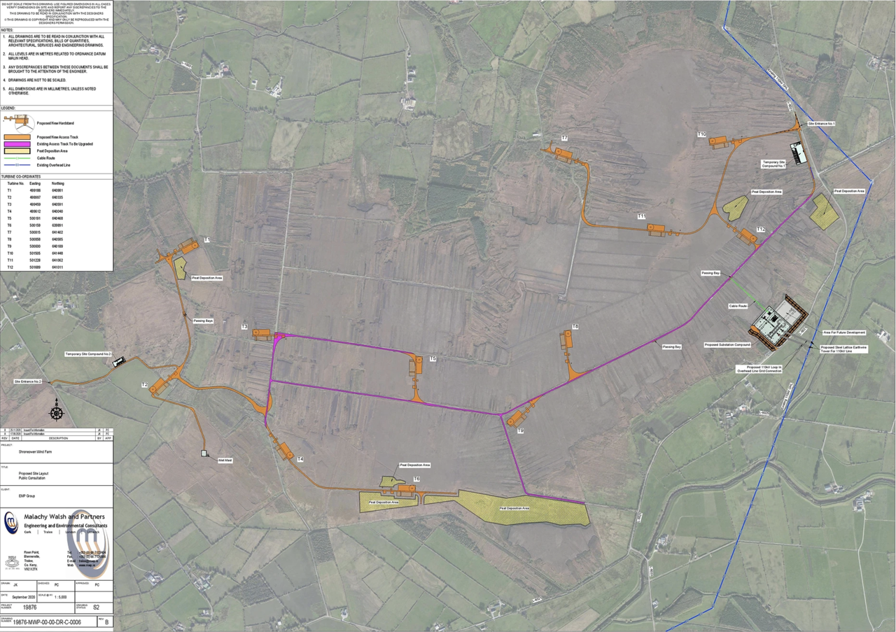 Shronowen wind farm location map